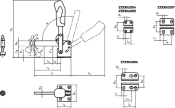                                             Vertical Toggle Clamps with horizontal base and solid support arm
 IM0009332 Zeichnung
