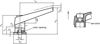                                             Adjustable Clamping Levers with axial bearing, with female thread
 IM0001349 Zeichnung en
