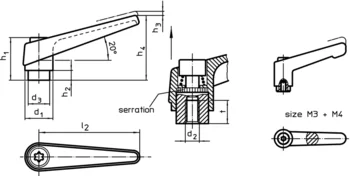                                             Adjustable Clamping Levers inner parts from stainless steel, with female thread
 IM0001397 Zeichnung en
