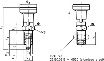                                 Accessories for: 22120. Index Plungers with hexagon collar and locking, stainless steel
 IM0003149 Zeichnung en
