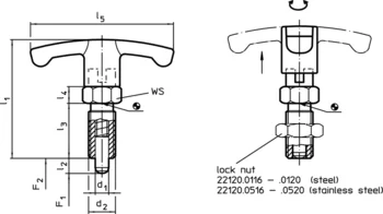                                 Accessories for: 22110. Index Plungers Compact with hexagon collar and locking, with T-Handle
 IM0003233 Zeichnung en
